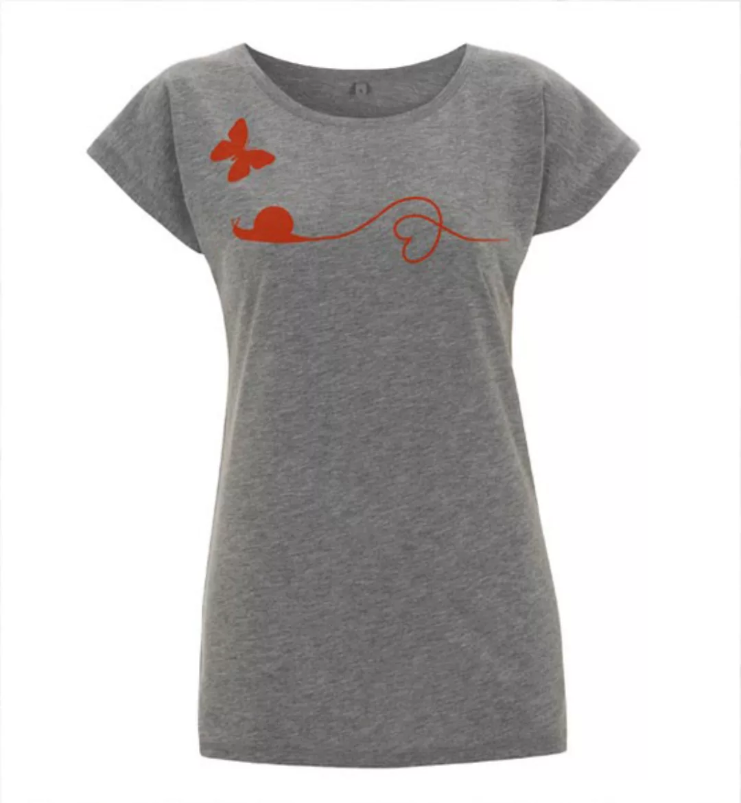 T-shirt Schnecke Und Schmetterling In Grau & Rot günstig online kaufen