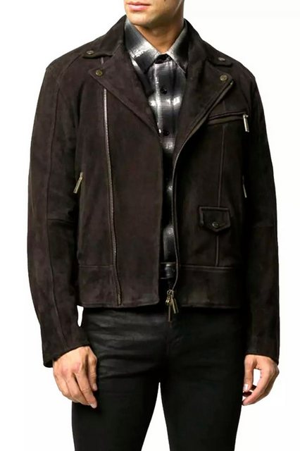 Dsquared2 Bikerjacke Veloursleder Jacke Blouson Breite Revers, Metallbeschl günstig online kaufen