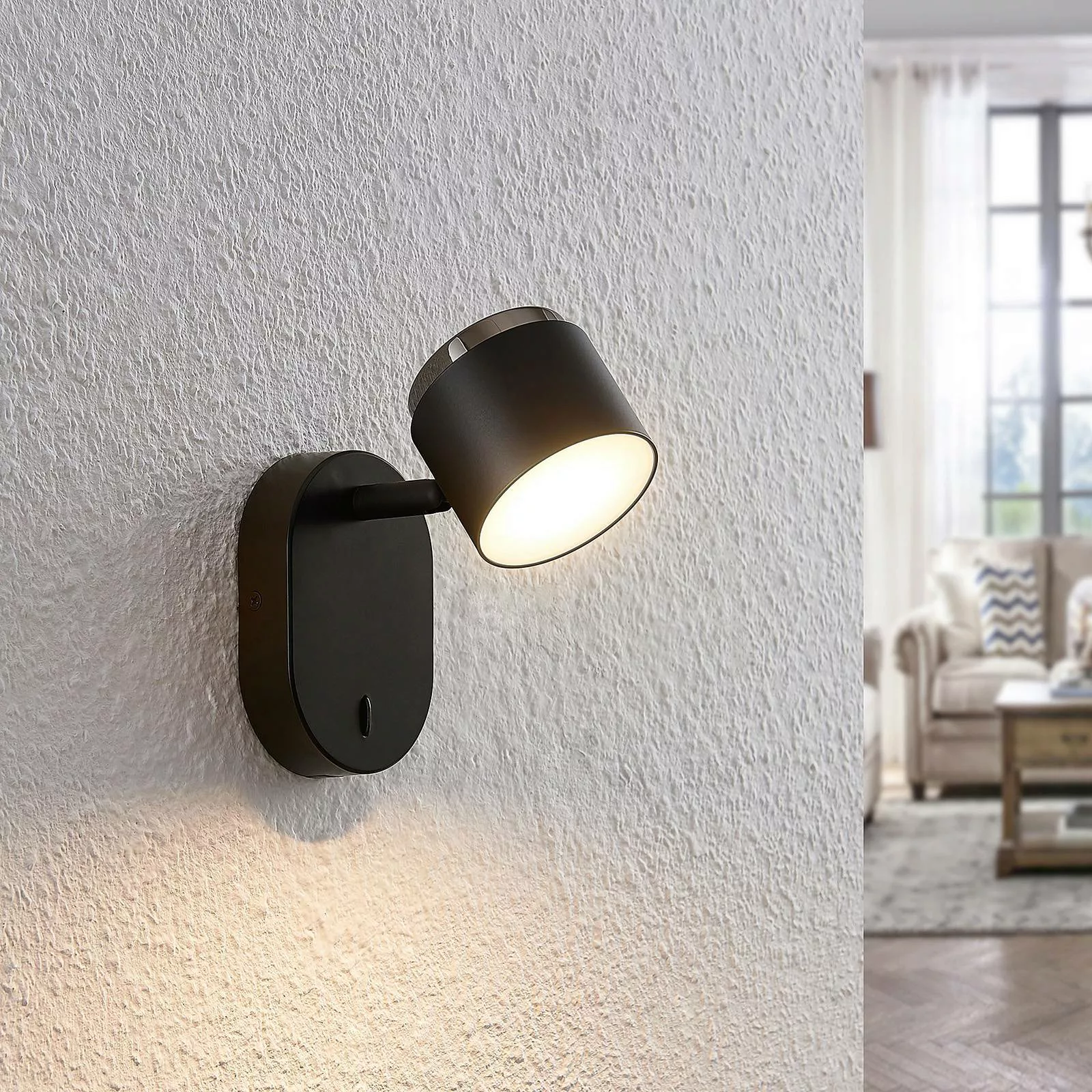 Lindby Marrie LED-Spot mit Schalter, schwarz günstig online kaufen