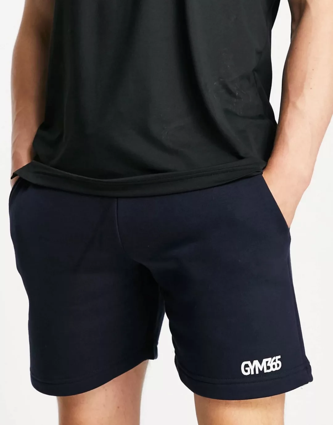Gym 365 – Jersey-Shorts in Marineblau mit Logo günstig online kaufen