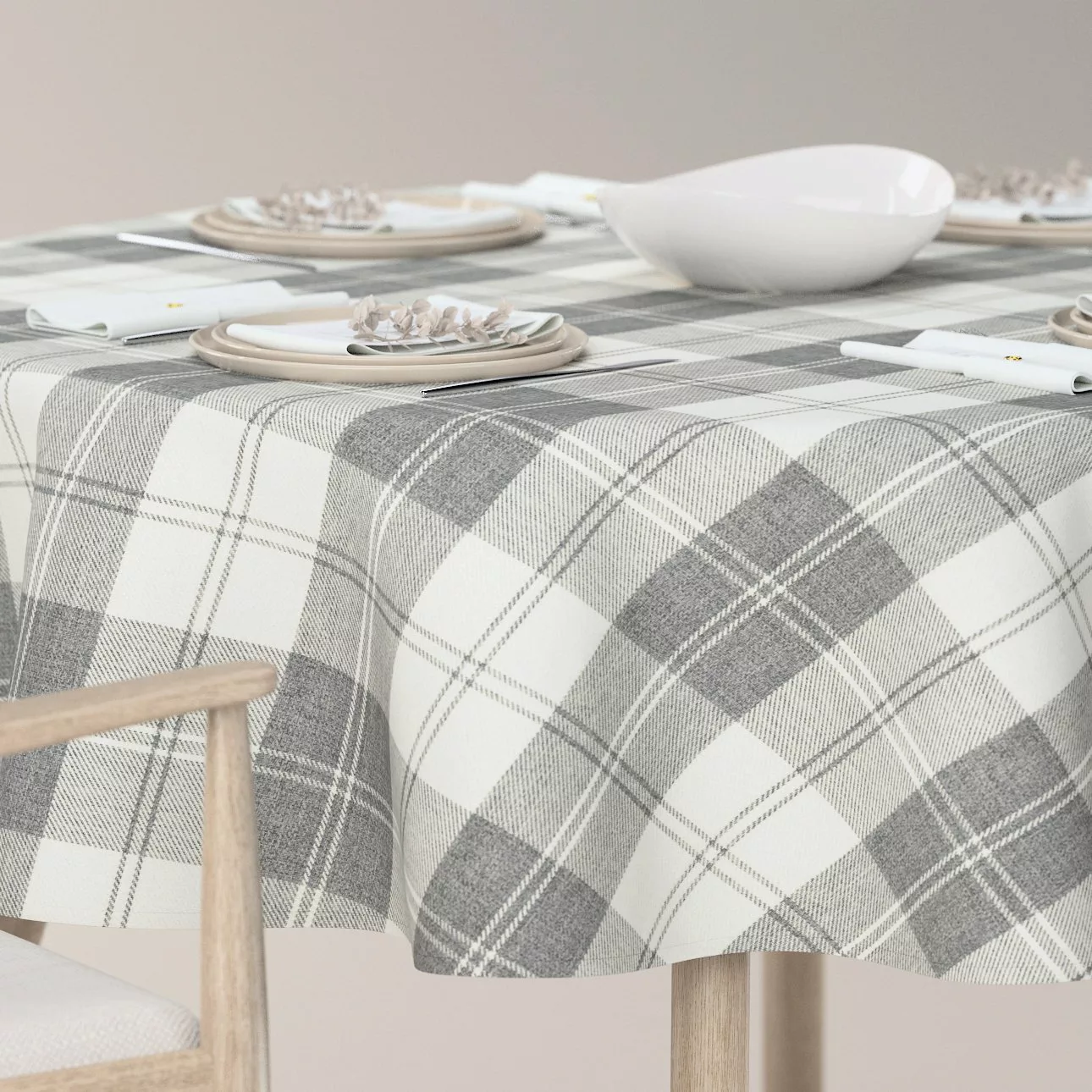 Runde Tischdecke, weiß-grau , Edinburgh (115-79) günstig online kaufen