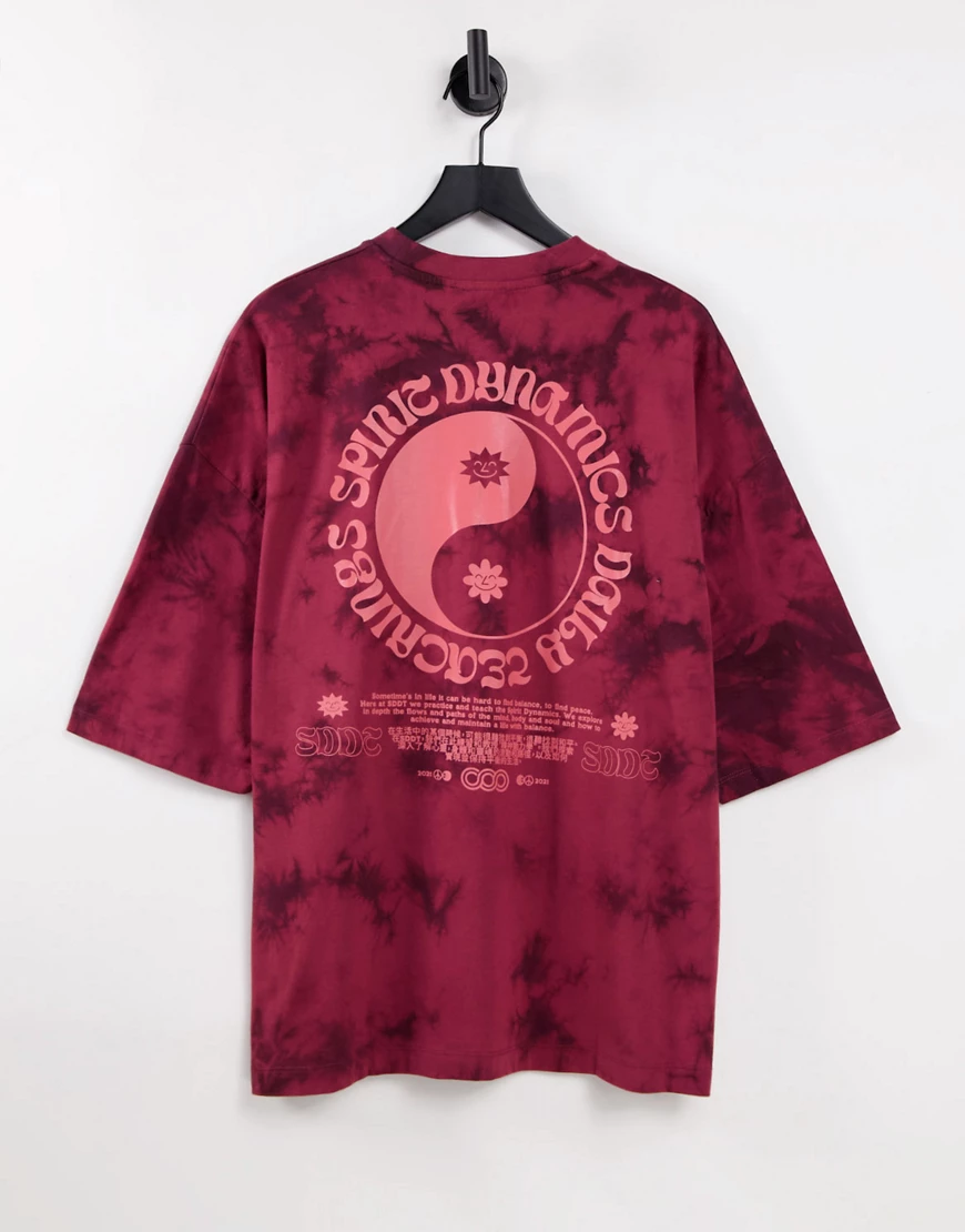ASOS DESIGN – Oversize-T-Shirt mit Batikmuster und mystischem Rückenprint-R günstig online kaufen