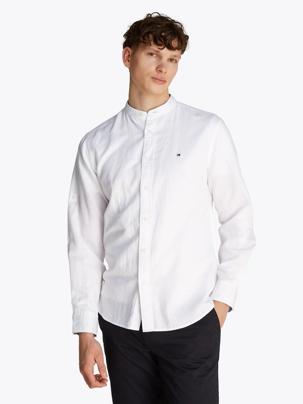 Tommy Hilfiger Langarmhemd "LINEN BLEND MAO COLLAR SHIRT" günstig online kaufen