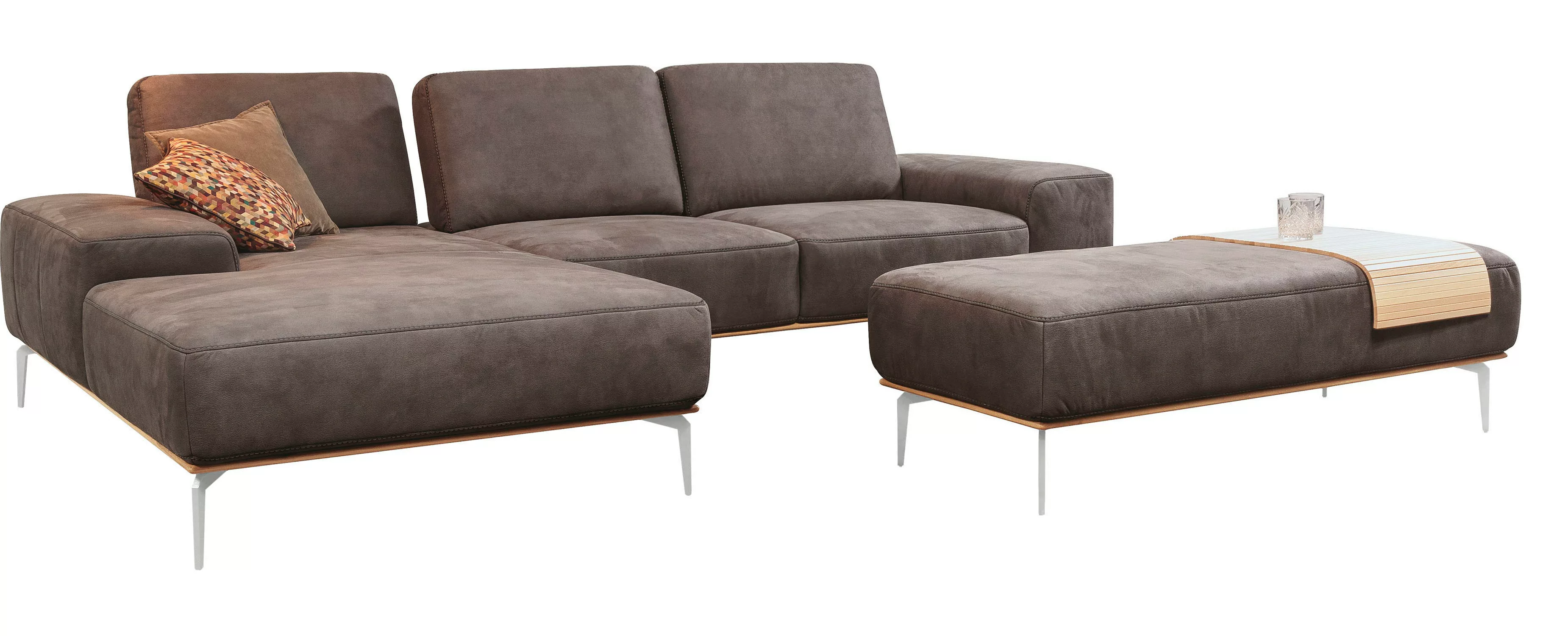 W.SCHILLIG Ecksofa run, mit elegantem Holzsockel, Füße in Chrom glänzend, B günstig online kaufen