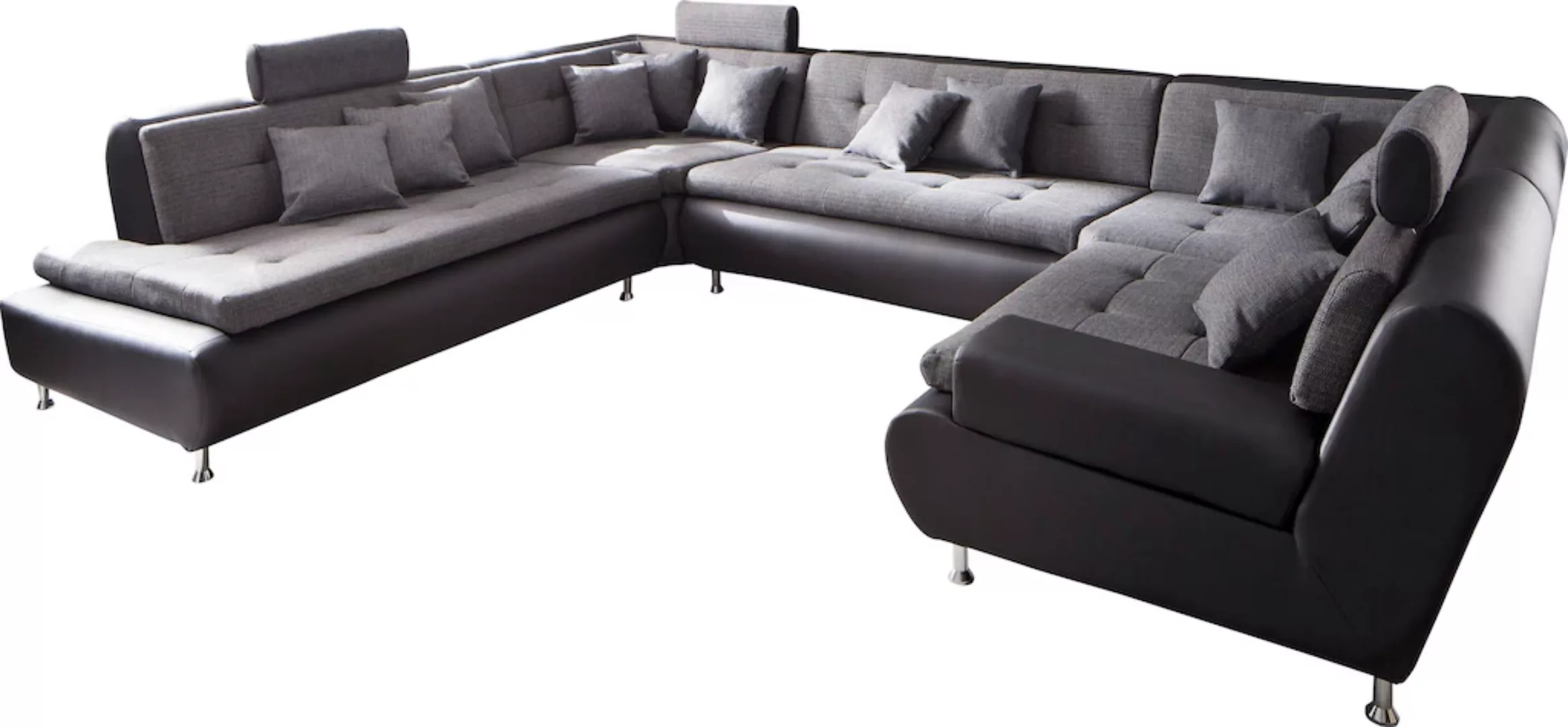 Trends by HG Wohnlandschaft "Lounge U-Form", mit Kopfstützen und Metallfuß, günstig online kaufen