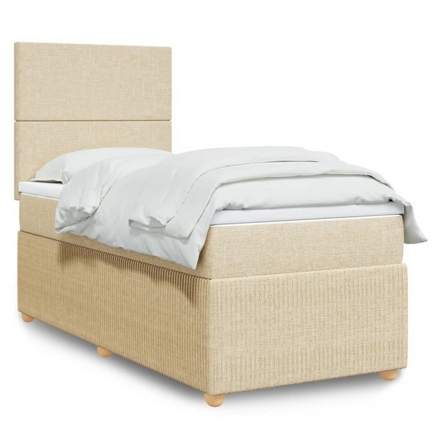 vidaXL Boxspringbett, Boxspringbett mit Matratze Creme 80x200 cm Stoff günstig online kaufen