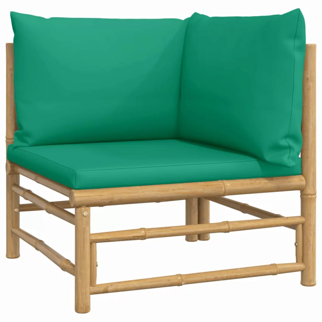 vidaXL Sofaelement Garten-Ecksofa mit Grünen Kissen günstig online kaufen