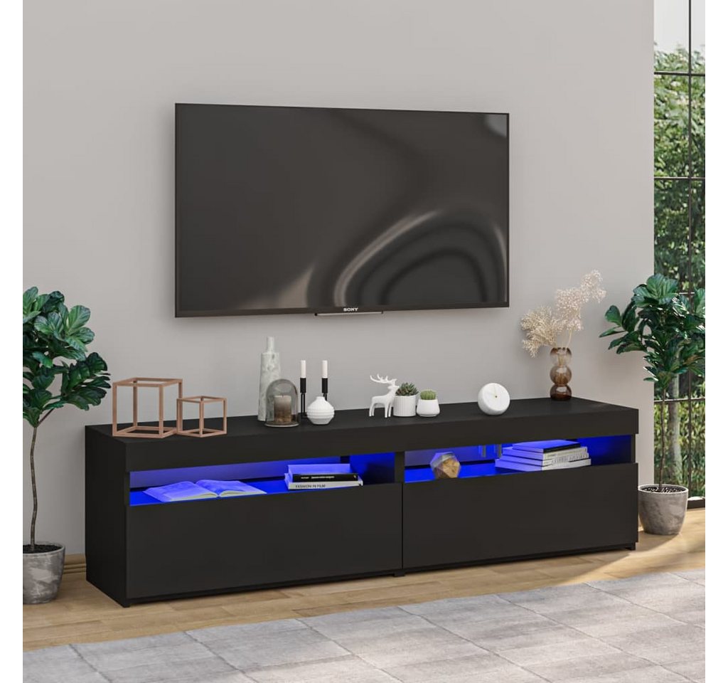 vidaXL TV-Schrank TV-Schränke 2 Stk mit LED Leuchten Schwarz 75x35x40 cm Lo günstig online kaufen