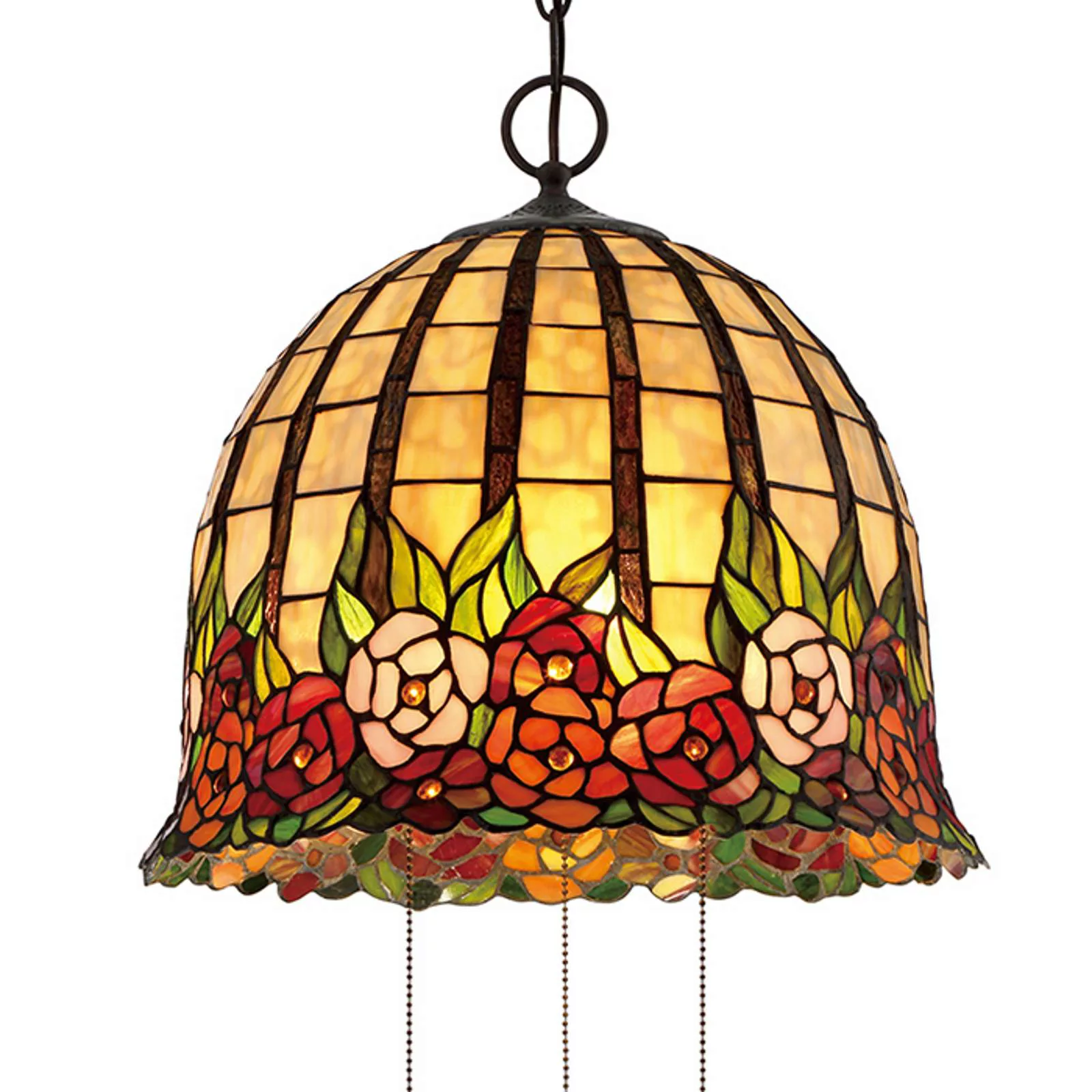 Floral gestaltete Tiffany-Pendelleuchte Rosecliffe günstig online kaufen