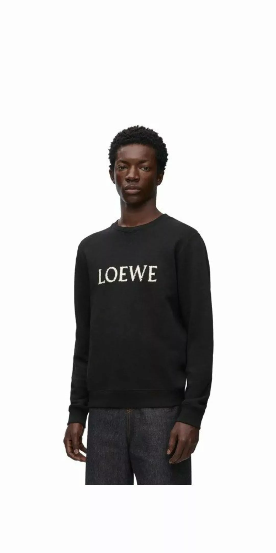 Loewe Rundhalspullover LOEWE Baumwoll Sweater Schwarz günstig online kaufen