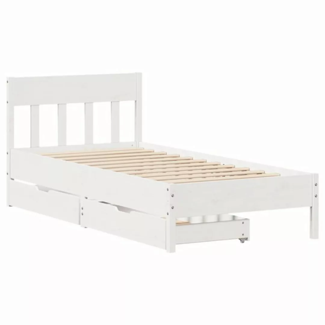 vidaXL Bett Massivholzbett ohne Matratze Weiß 75x190 cm Kiefernholz günstig online kaufen