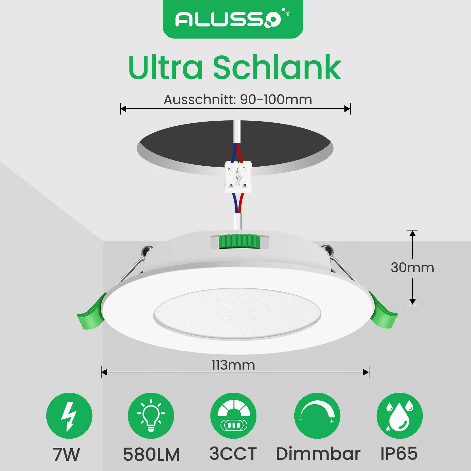 ALUSSO LED Einbaustrahler 6er-Set, 230 V günstig online kaufen