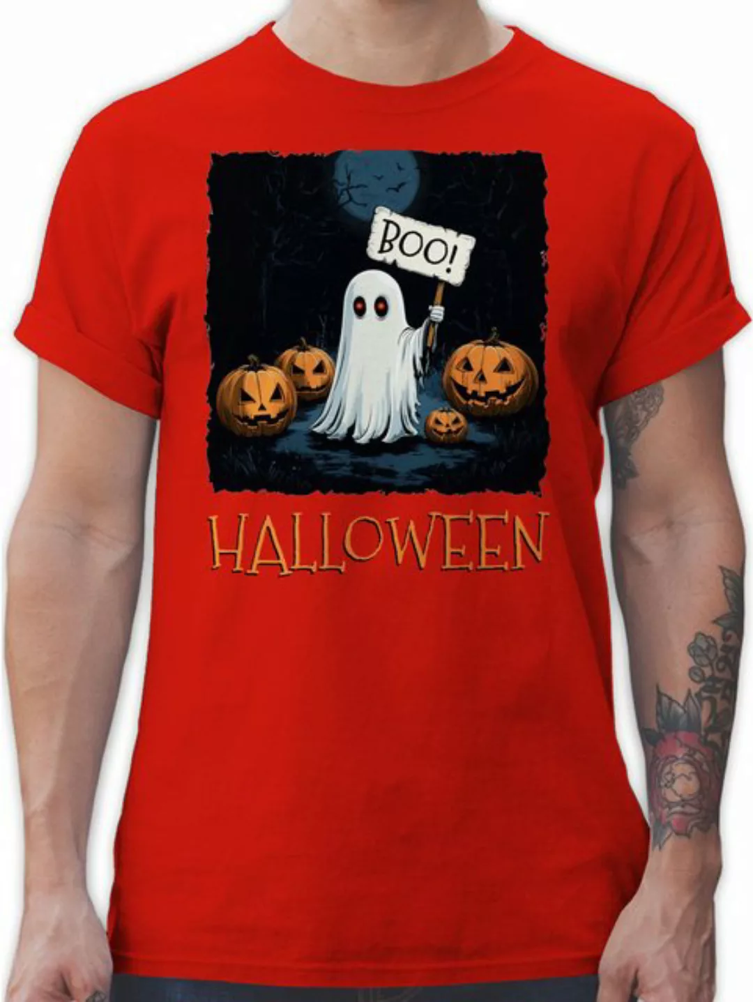 Shirtracer T-Shirt Boo Geist Halloween I Spukwald im Vollmond I Gruselnacht günstig online kaufen