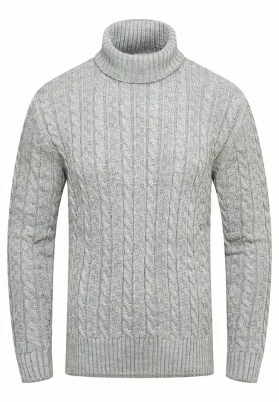 behype Rollkragenpullover BSLANA Grobstrick Zopf-Muster Winterpullover Stri günstig online kaufen