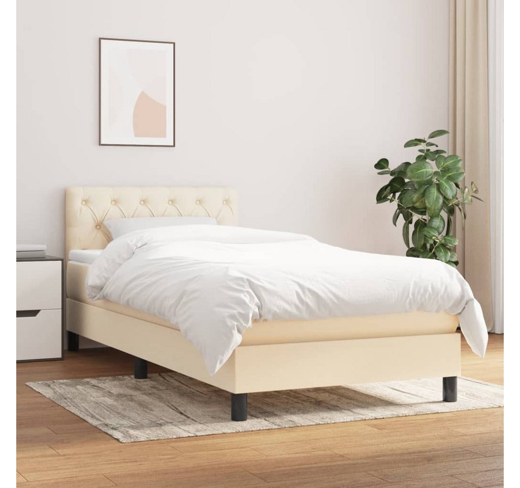 vidaXL Boxspringbett Boxspringbett mit Matratze Creme 80x200 cm Stoff Bett günstig online kaufen