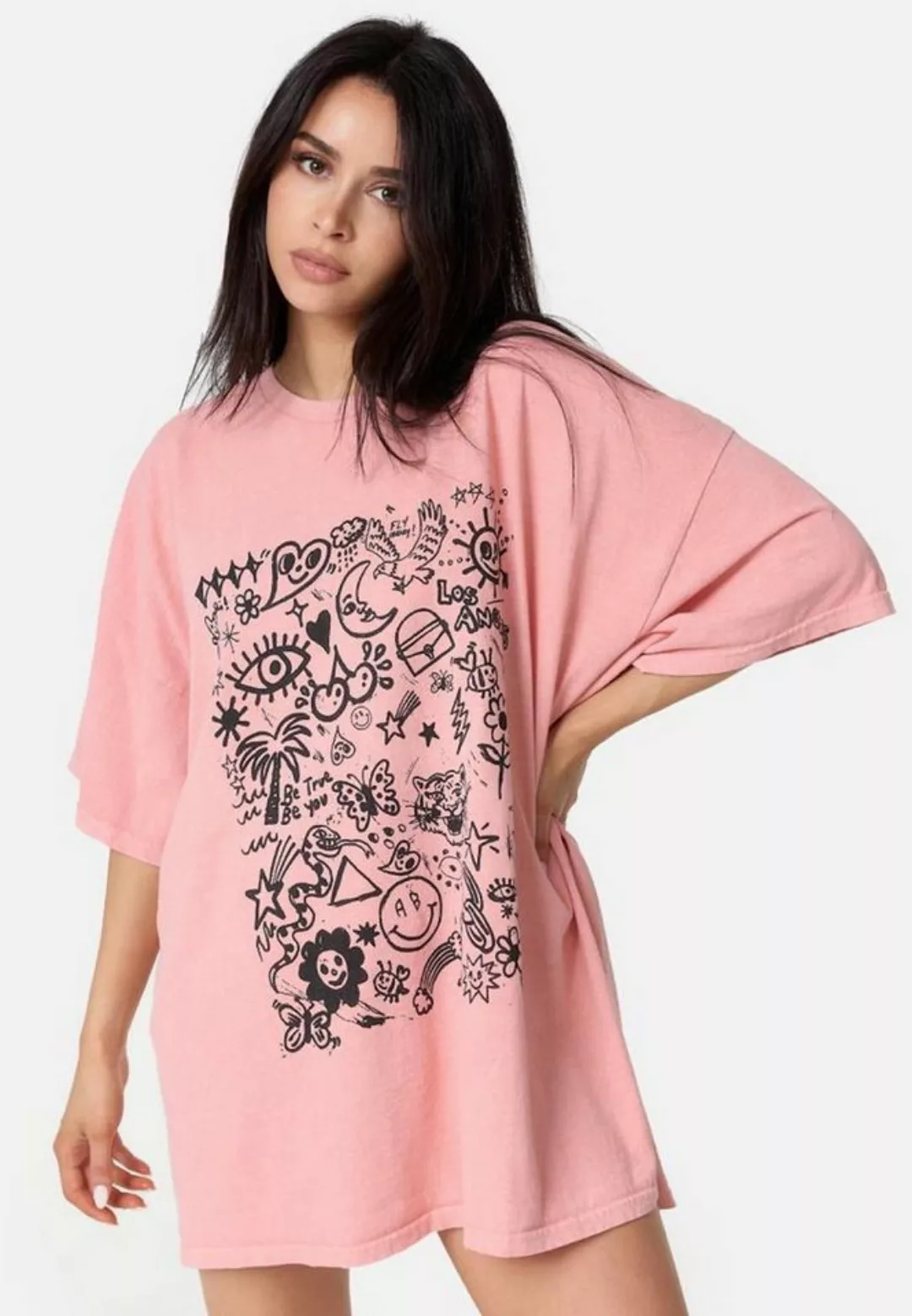 Worldclassca T-Shirt Worldclassca Oversized Print T-Shirt lang Sommer Shirt günstig online kaufen