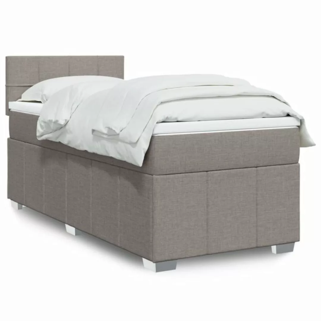 vidaXL Boxspringbett, Boxspringbett mit Matratze Taupe 100x200 cm Stoff günstig online kaufen