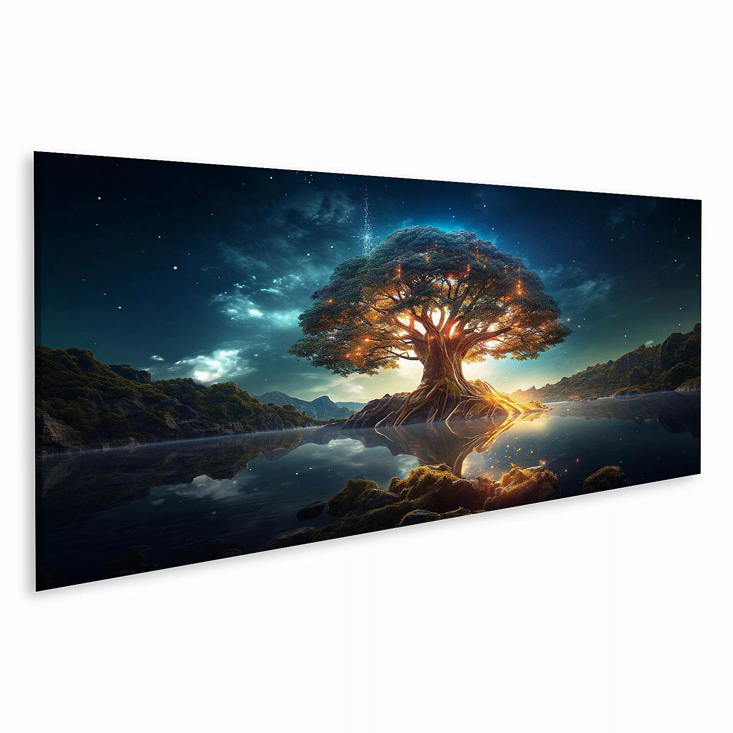 islandburner Leinwandbild Yggdrasil Leuchtender Baum Leben günstig online kaufen