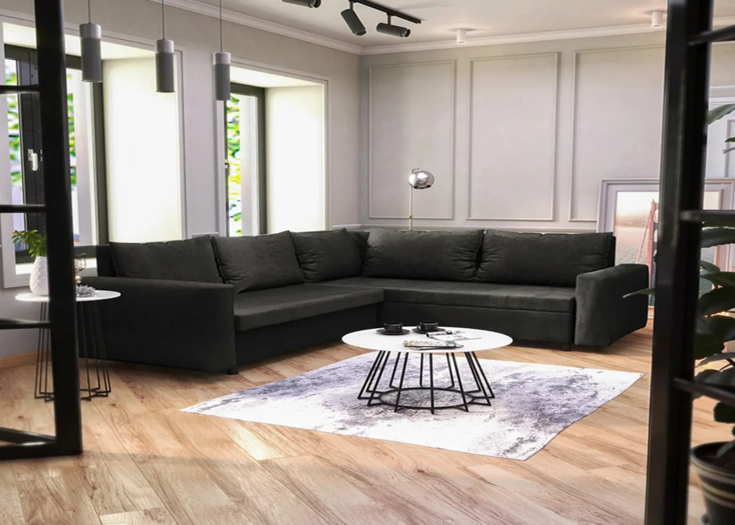 DB-Möbel Ecksofa Valentino - Schlafcouch in L-Form, Veloursbezug wasserbest günstig online kaufen