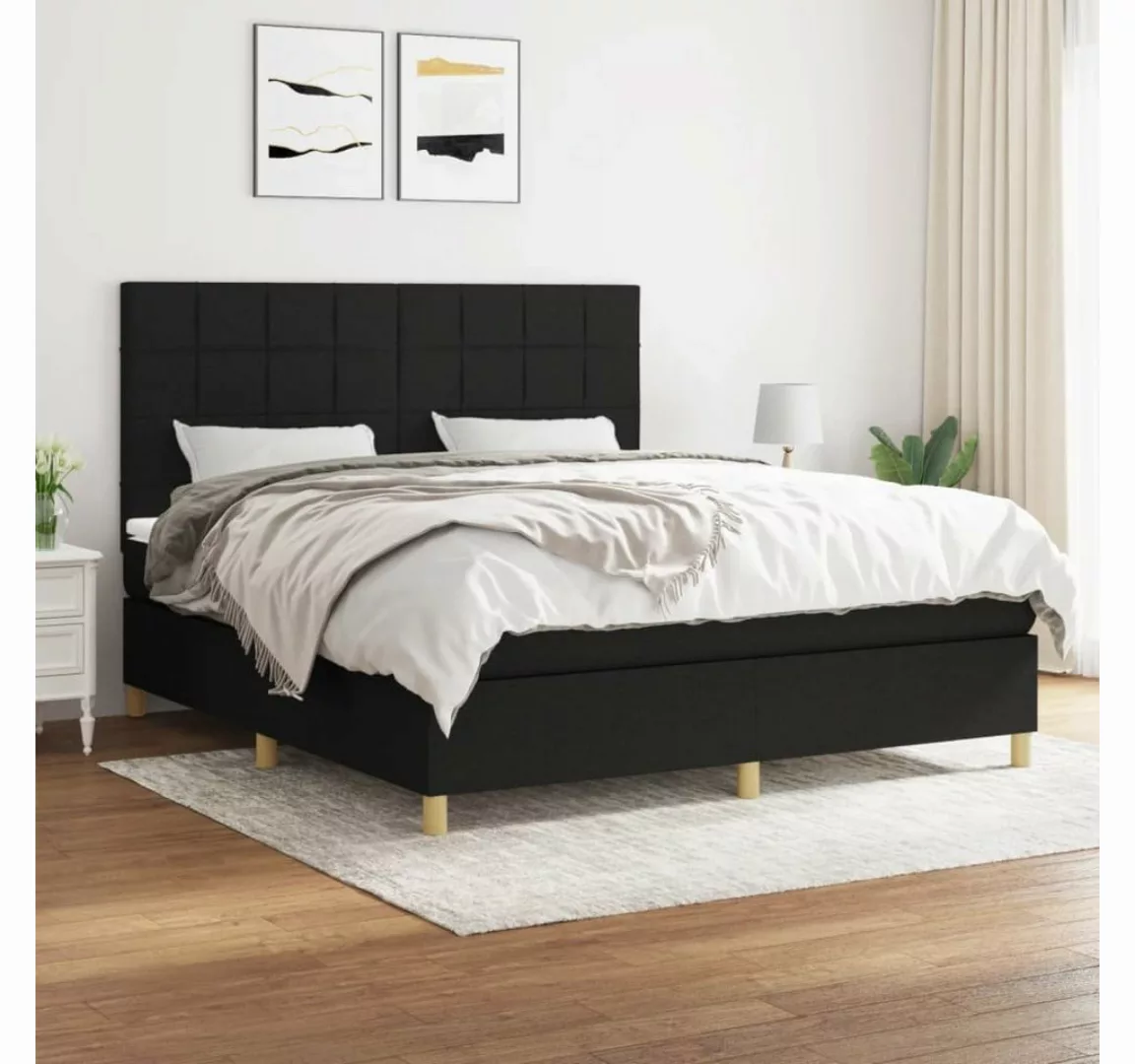 furnicato Bett Boxspringbett mit Matratze Schwarz 160x200 cm Stoff günstig online kaufen