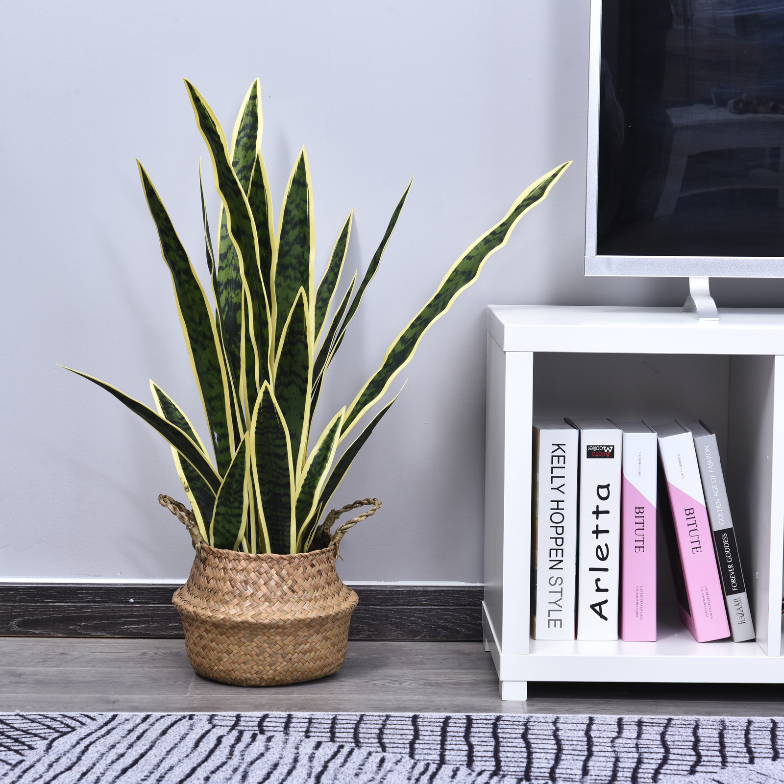 Outsunny Künstliche Sanseveria im Topf, Pflanze für Innen- und Außenbereich günstig online kaufen
