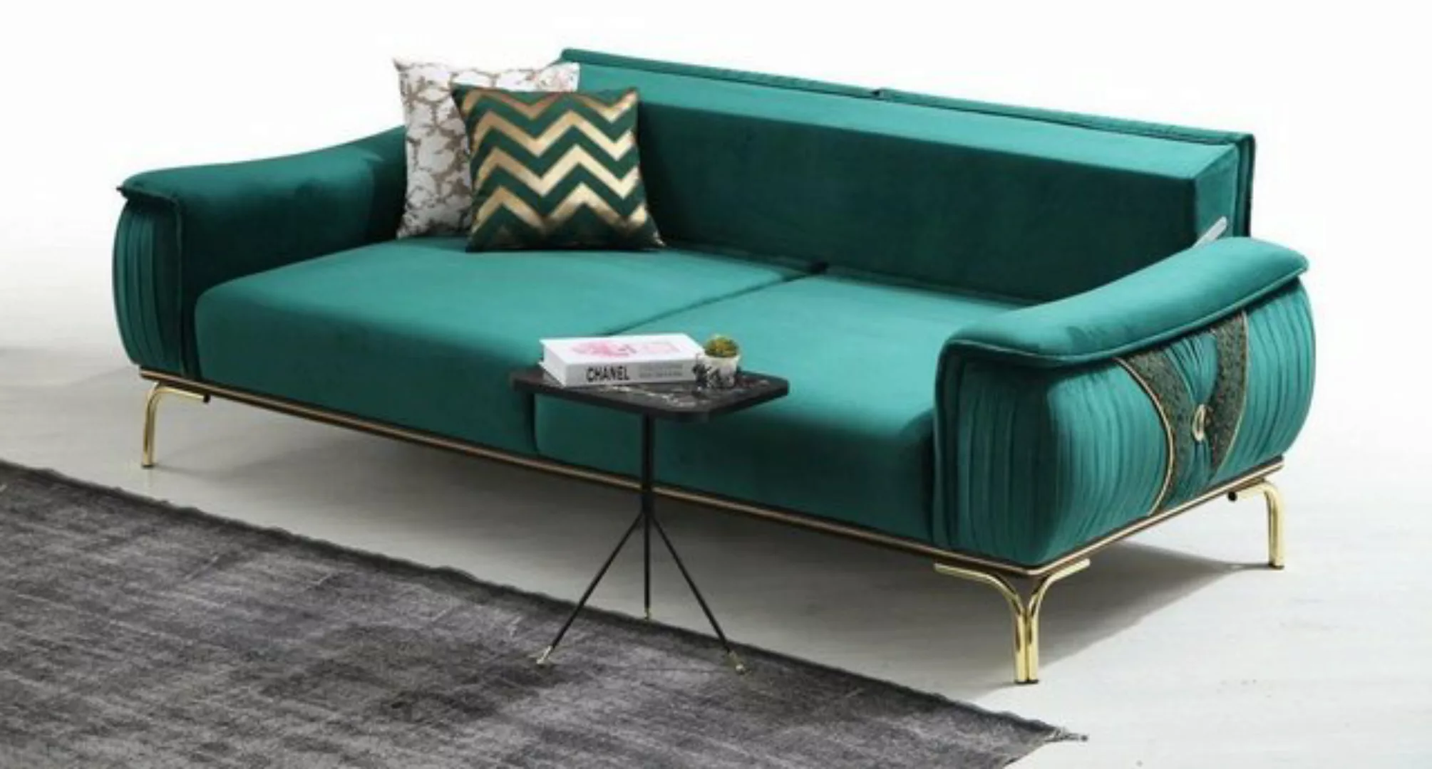 Casa Padrino Sofa Luxus Wohnzimmer Sofa mit verstellbarer Rückenlehne Grün günstig online kaufen