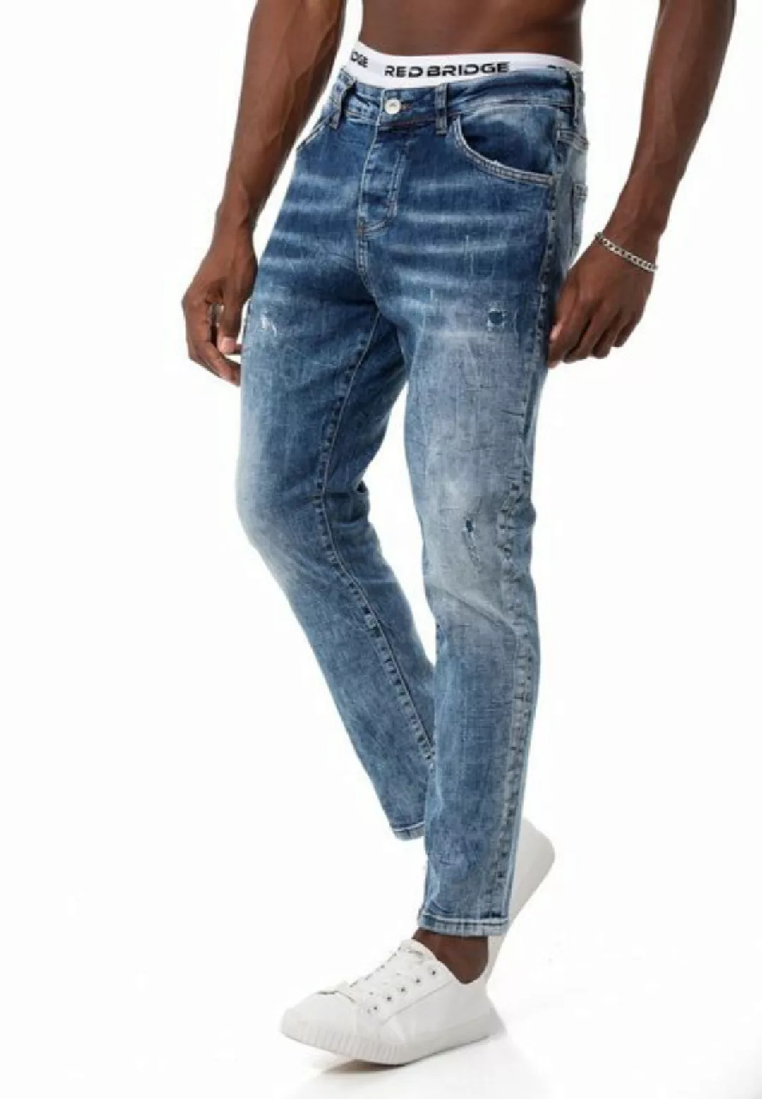RedBridge Slim-fit-Jeans Jeanshose Antifit Denim Blau W30 L34 Distressed-Lo günstig online kaufen