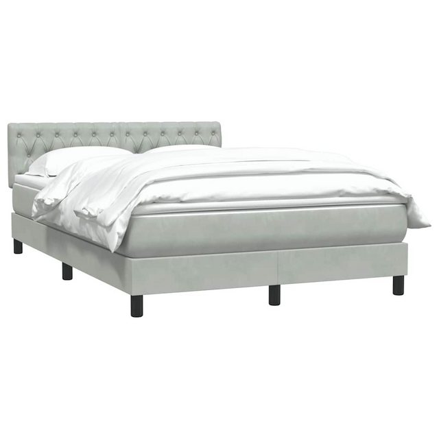 vidaXL Bett Boxspringbett mit Matratze Hellgrau 160x220 cm Samt günstig online kaufen