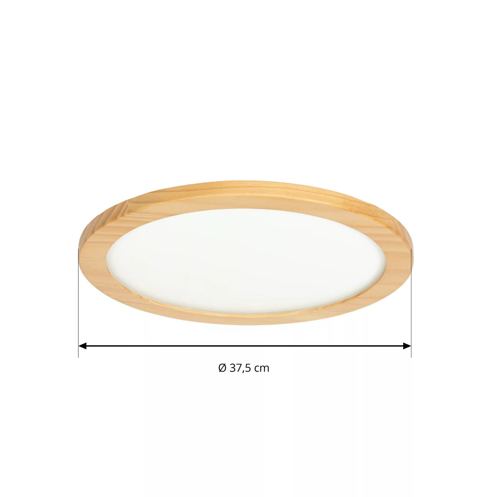 Lucande LED-Deckenleuchte Joren, Ø 38 cm, Holz, CCT, Remote günstig online kaufen
