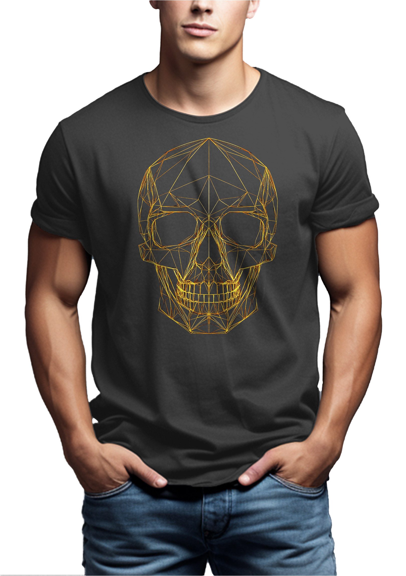 MAKAYA Print-Shirt mit Totenkopf Motiv Feine günstig online kaufen