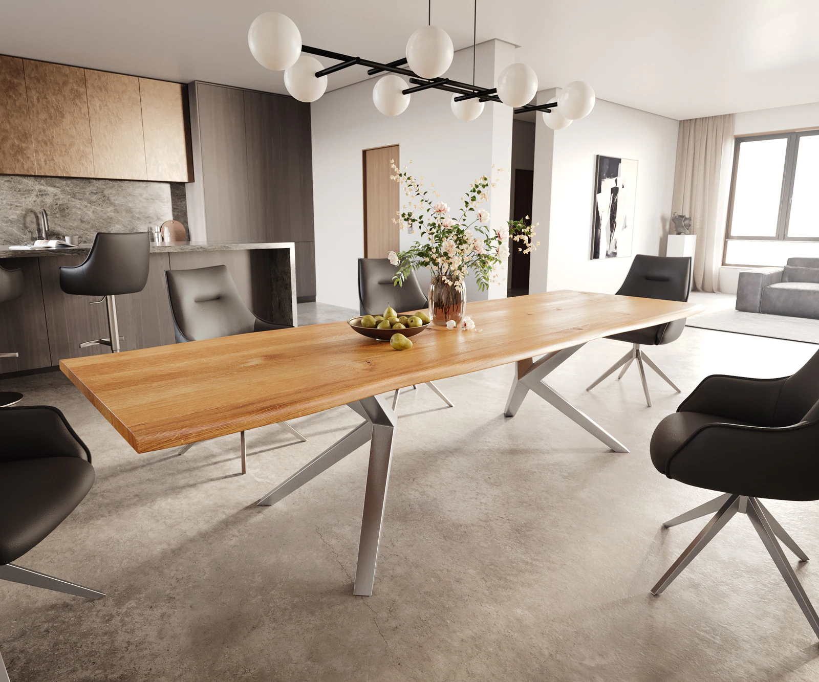 DELIFE Esstisch Edge, Eiche Natur 300x100x4 günstig online kaufen
