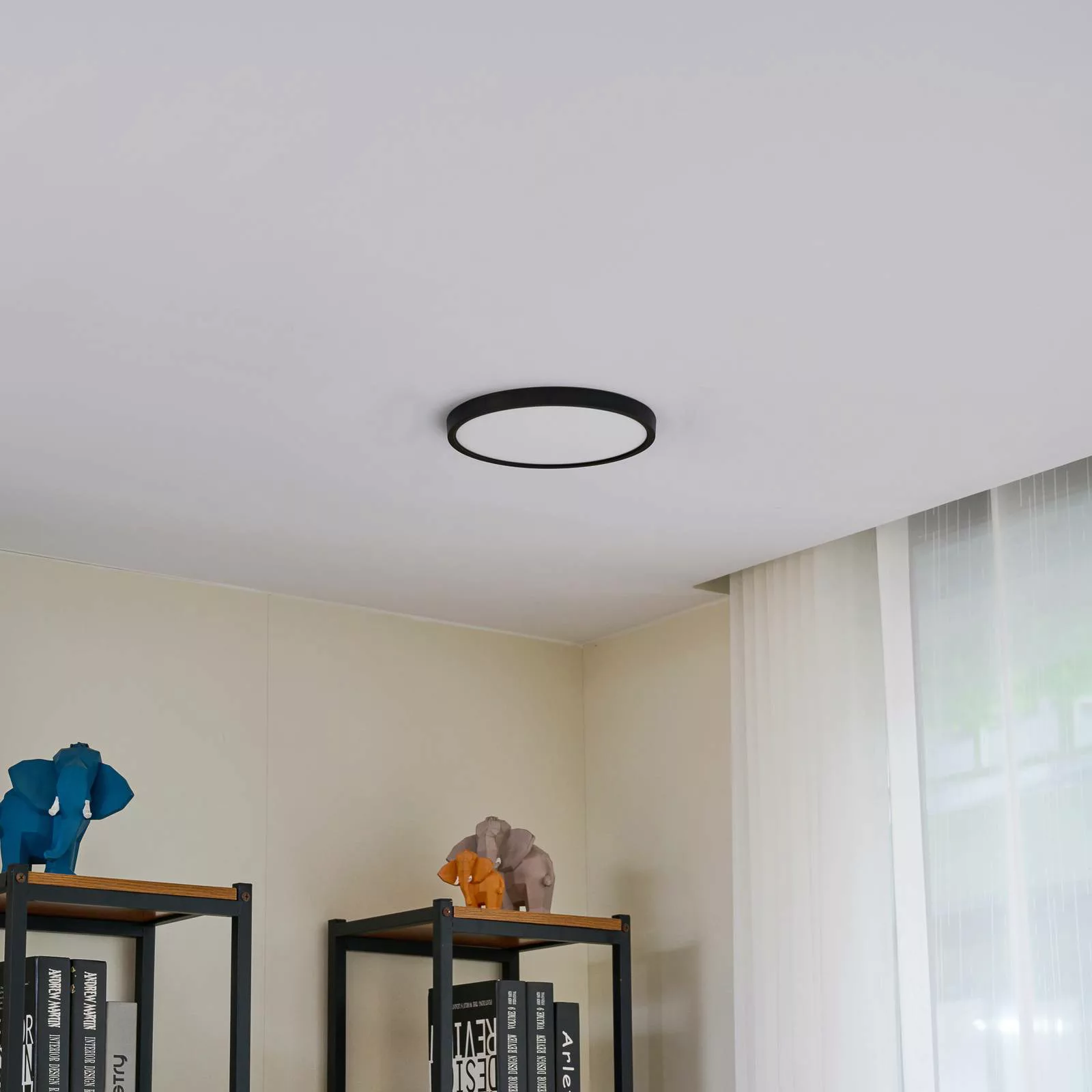 Lindby LED-Deckenleuchte Pravin, Ø 23 cm, CCT, schwarz günstig online kaufen