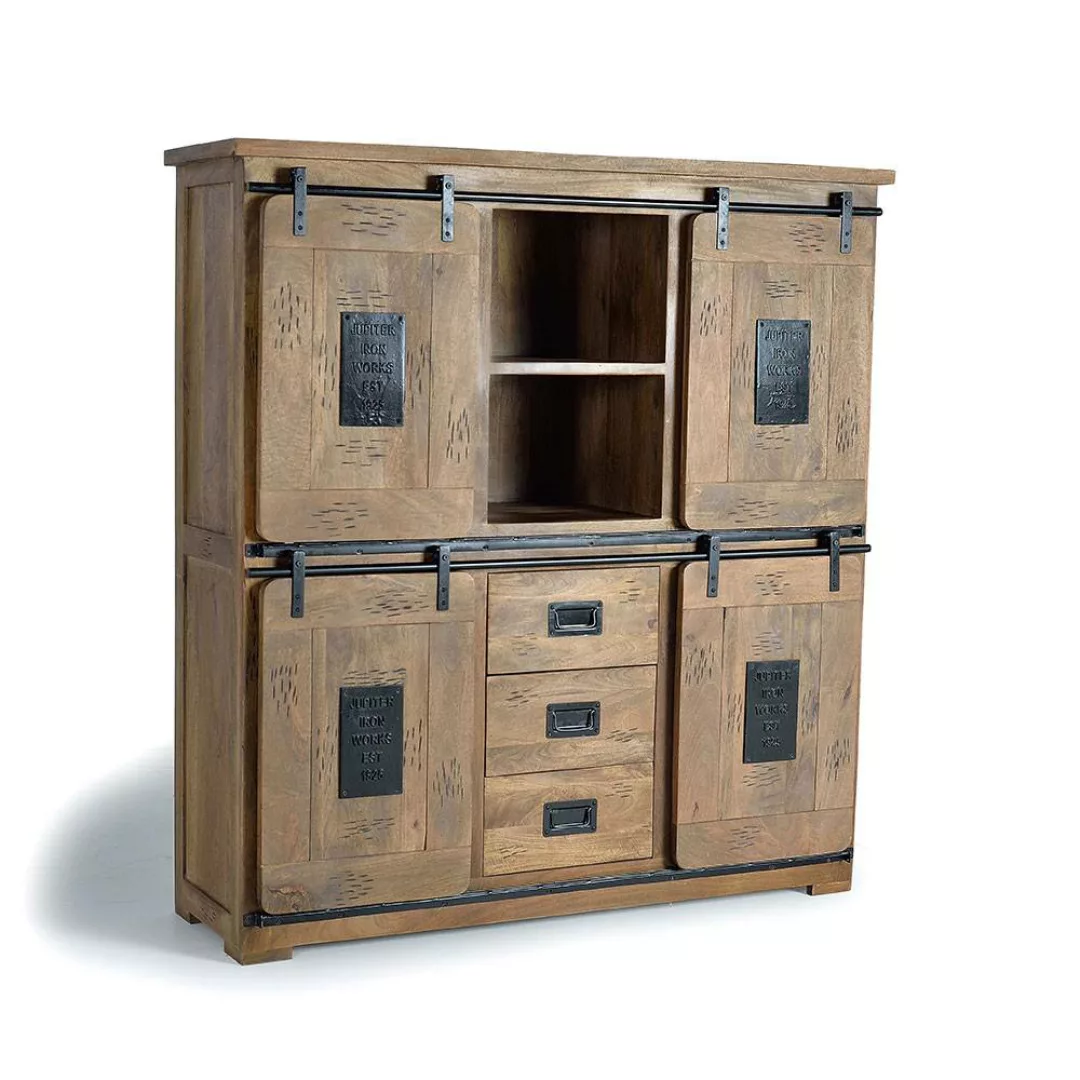 Wohnzimmerschrank Massivholzschrank aus Mangobaum Massivholz mit Schiebetür günstig online kaufen