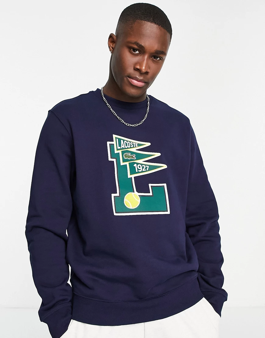 Lacoste – College-Sweatshirt in Marineblau günstig online kaufen