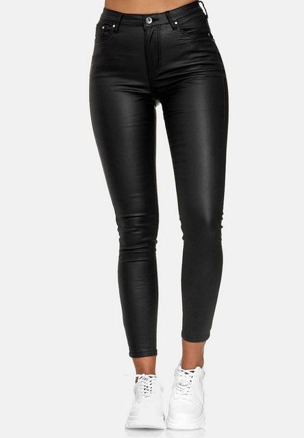 NEWPLAY Lederimitathose Leder Optik Hose Skinny Coated Denim Pants (1-tlg) günstig online kaufen