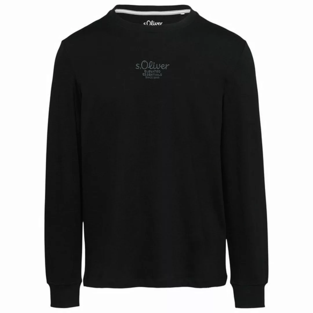 s.Oliver Langarmshirt Große Größen Herren Longsleeve schwarz s.Oliver Logo- günstig online kaufen