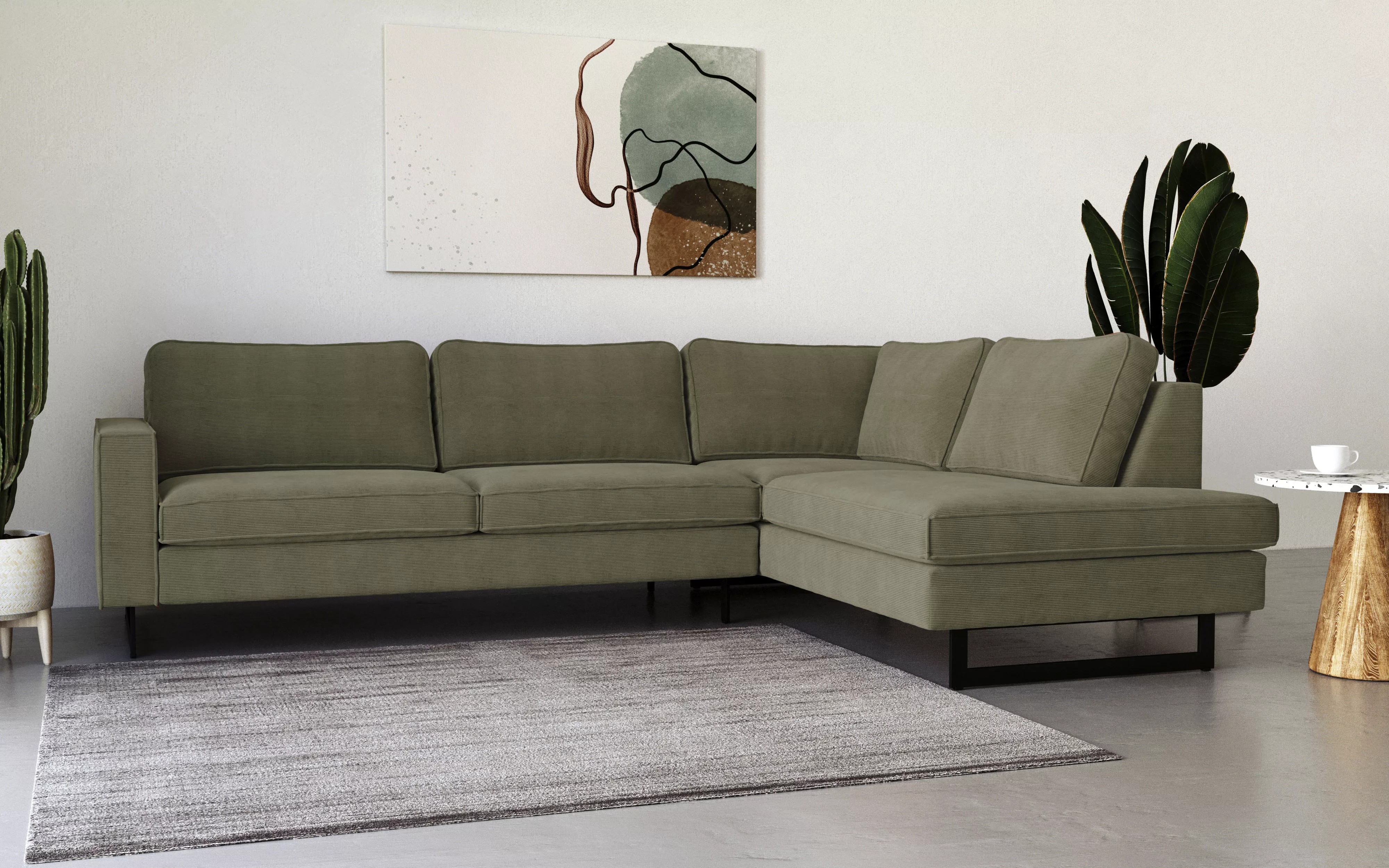 Places of Style Ecksofa Pinto, 290 cm, Ottomane links / rechts, Cord, Feinc günstig online kaufen