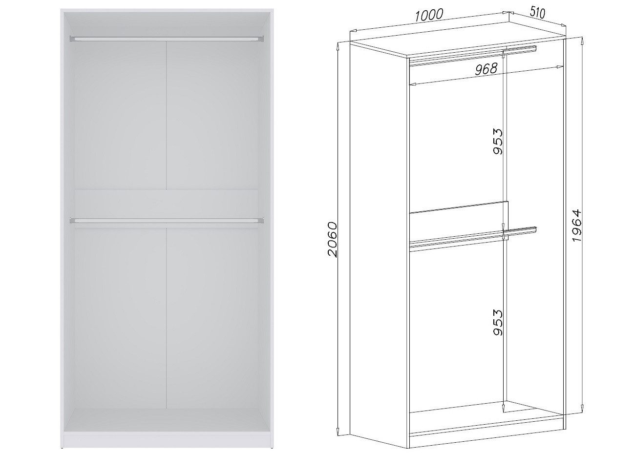 Marmex Möbel Garderobenschrank TRES SET P/B günstig online kaufen