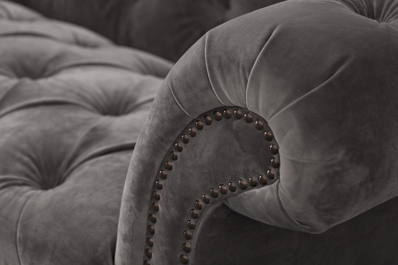Sofa Chesterfield Glamour Velvet Dark Grey 2-Sitzer, 187 x 94 x 75 cm günstig online kaufen