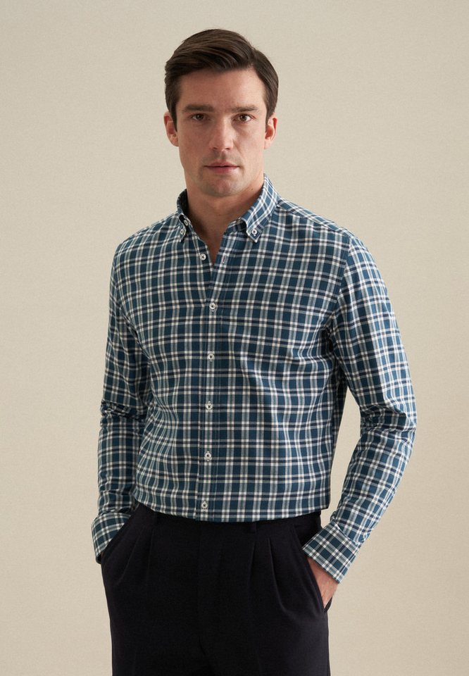 seidensticker Flanellhemd Slim Slim Langarm Button-Down-Kragen Karo günstig online kaufen