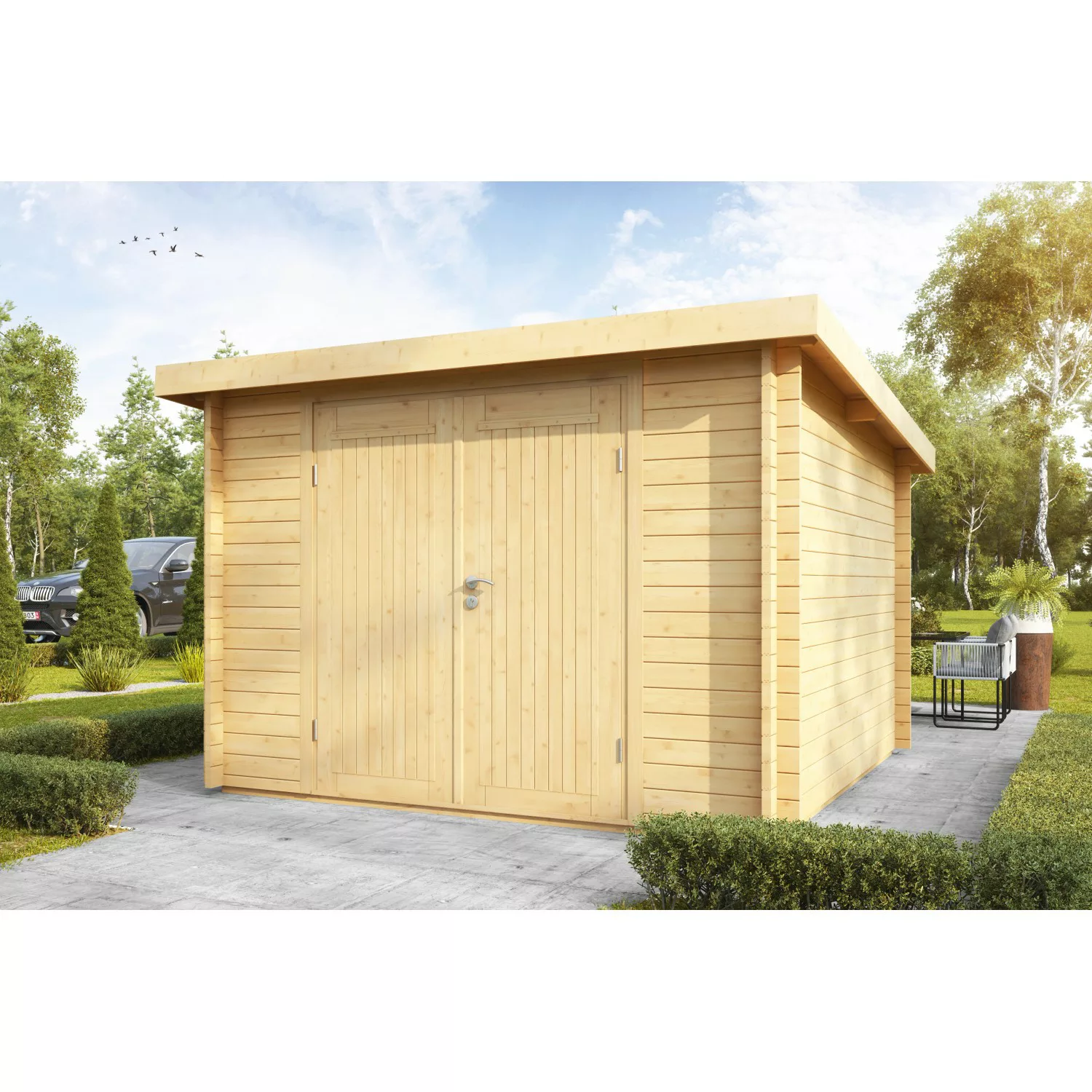 Wolff Finnhaus Holz-Gartenhaus Pulti 34-B Natur BxT: 300 cm x 240 cm günstig online kaufen