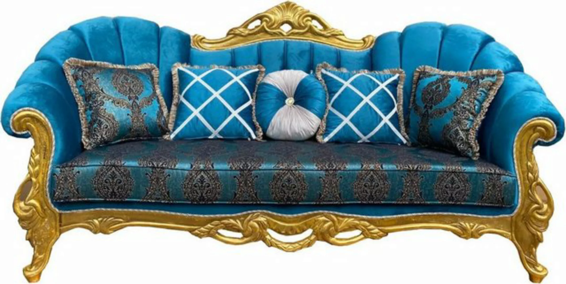 Casa Padrino Sofa Luxus Barock Sofa Türkismuster / Gold 220 x 90 x H. 110 c günstig online kaufen