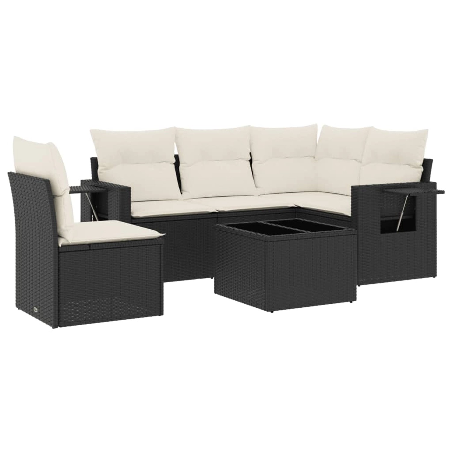 vidaXL 6-tlg Garten-Sofagarnitur mit Kissen Schwarz Poly Rattan Modell 238 günstig online kaufen