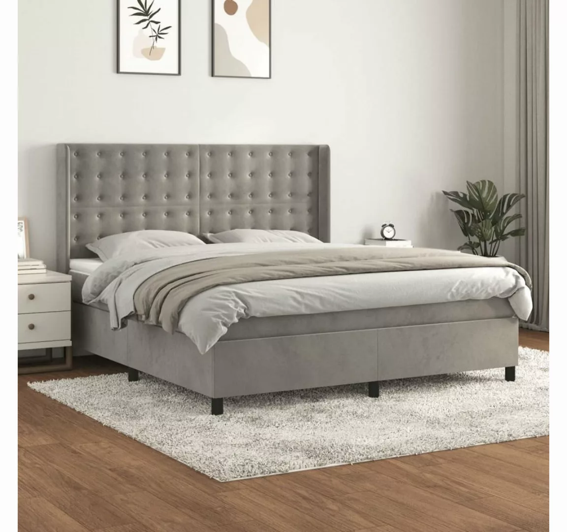 vidaXL Boxspringbett Bett Boxspringbett Samt komplett mit Matratze & Topper günstig online kaufen