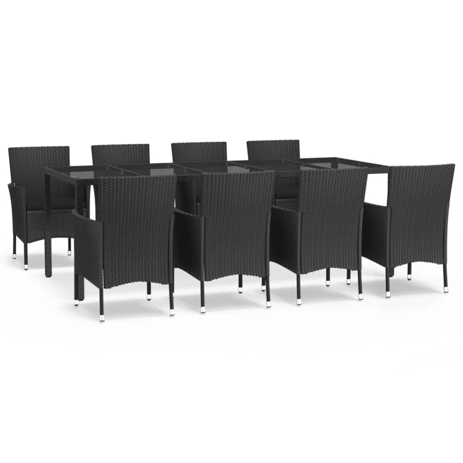 vidaXL 9-Tlg Garten-Essgruppe mit Kissen Schwarz Poly Rattan 3187330 günstig online kaufen