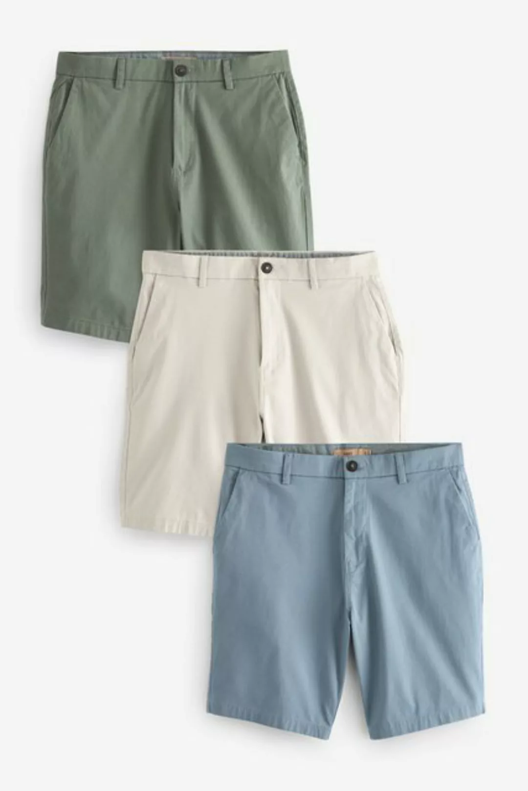 Next Chinoshorts 3er-Pack Chinohosen mit Stretch, Straight Fit (3-tlg) günstig online kaufen