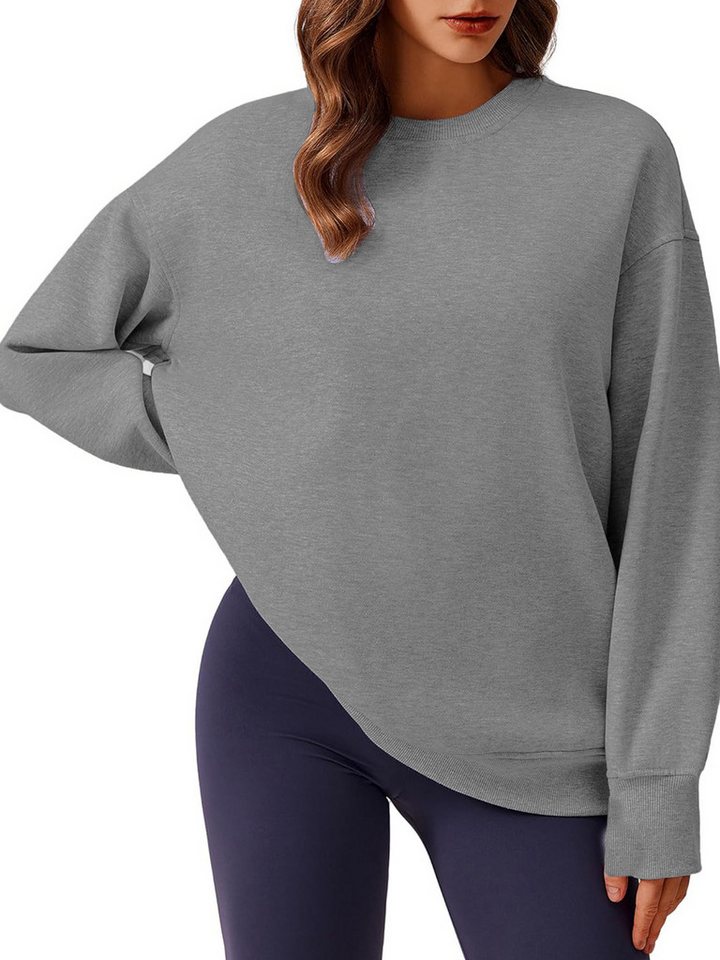 PYL Sweater Damen Winter Grau Pullover mit Vlies Rundhalsausschnitt Top günstig online kaufen