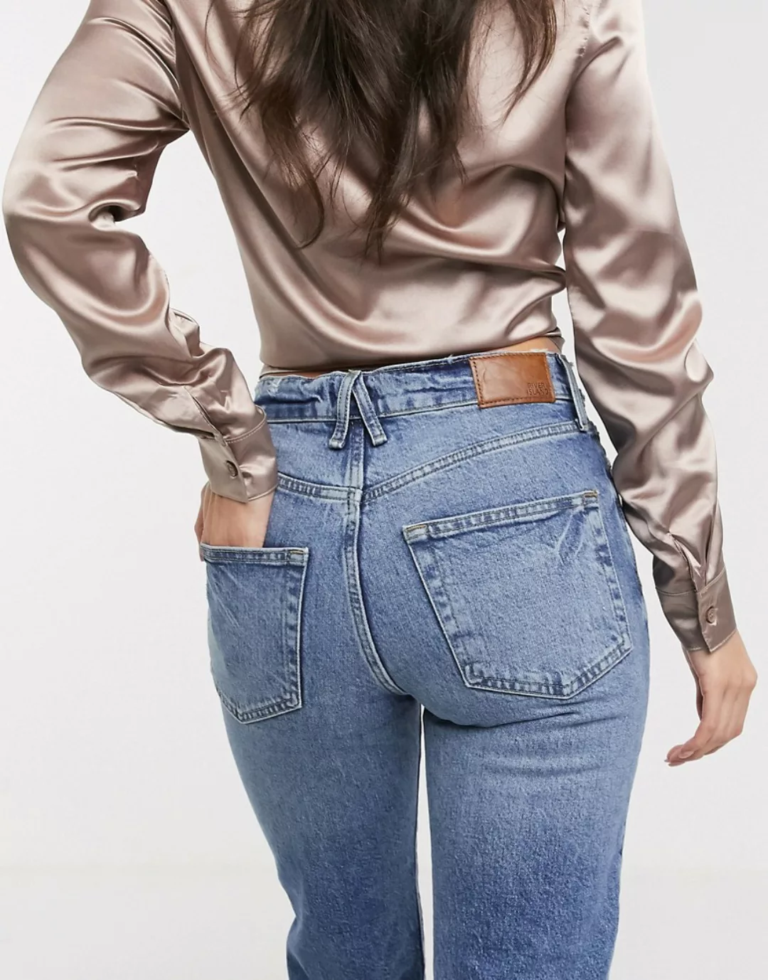 River Island – Blaue Jeans mit geradem Bein günstig online kaufen