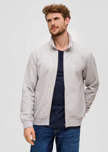 s.Oliver Allwetterjacke Sweatshirt-Jacke mit Stehkragen Logo, Streifen-Deta günstig online kaufen