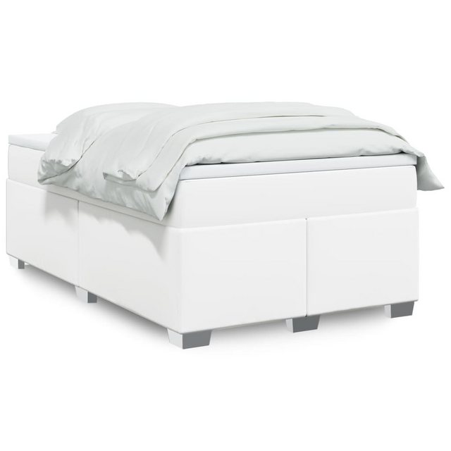 vidaXL Boxspringbett, Boxspringbett mit Matratze Weiß 120x190 cm Kunstleder günstig online kaufen